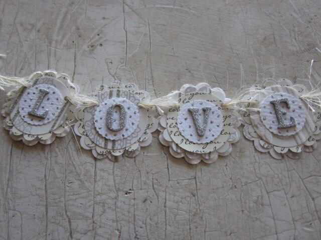 I love you wedding bridal garland banner white silver decoration