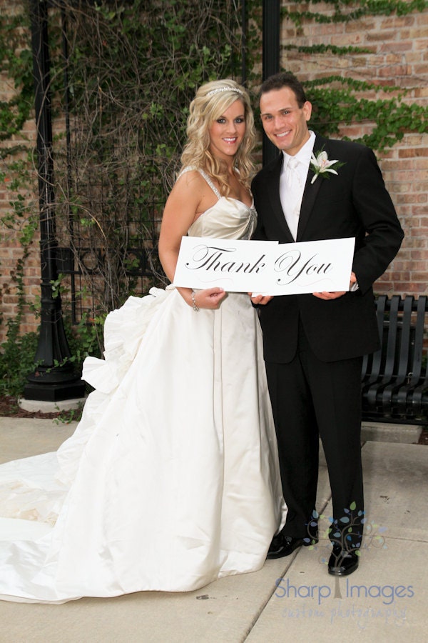 Wedding Photo Prop Thank You Sign with Beautiful Script Font and Custom 