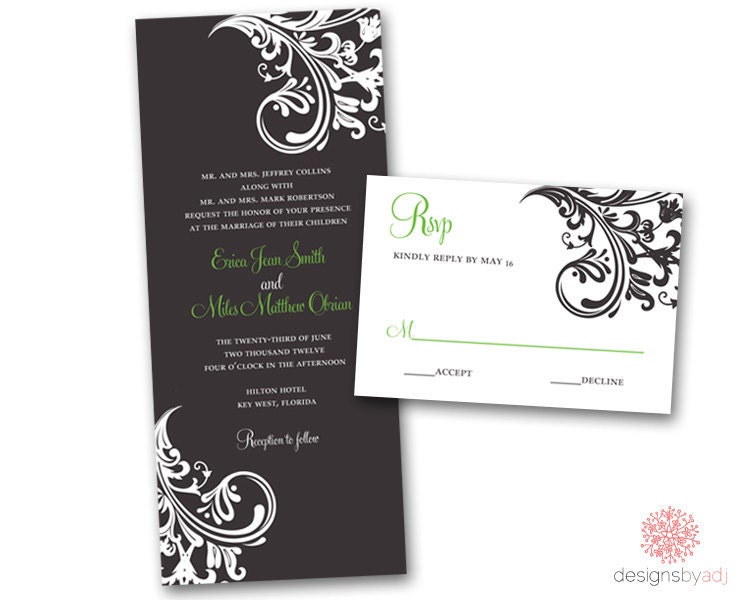 SAMPLE SET Sweet Scroll Wedding Invitation From DesignsbyAdj