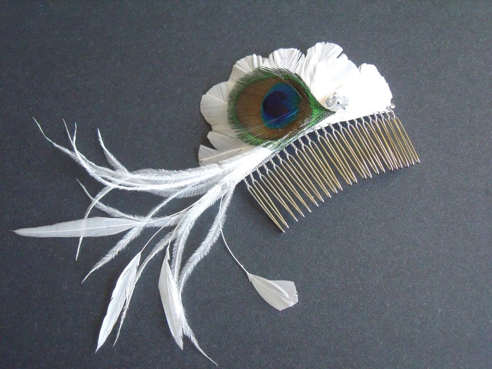 White Feather Fascinator Bridal Fascinator White Peacock Fascinator 