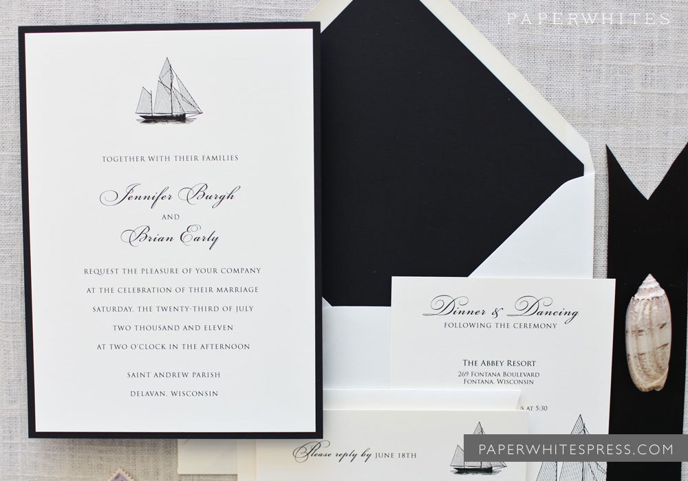 Sailboat Nautical Theme Wedding Invitations From paperwhitespress