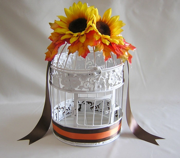 Sunflower Fall Wedding Birdcage Card Holder Bird Cage Centerpieces Reception