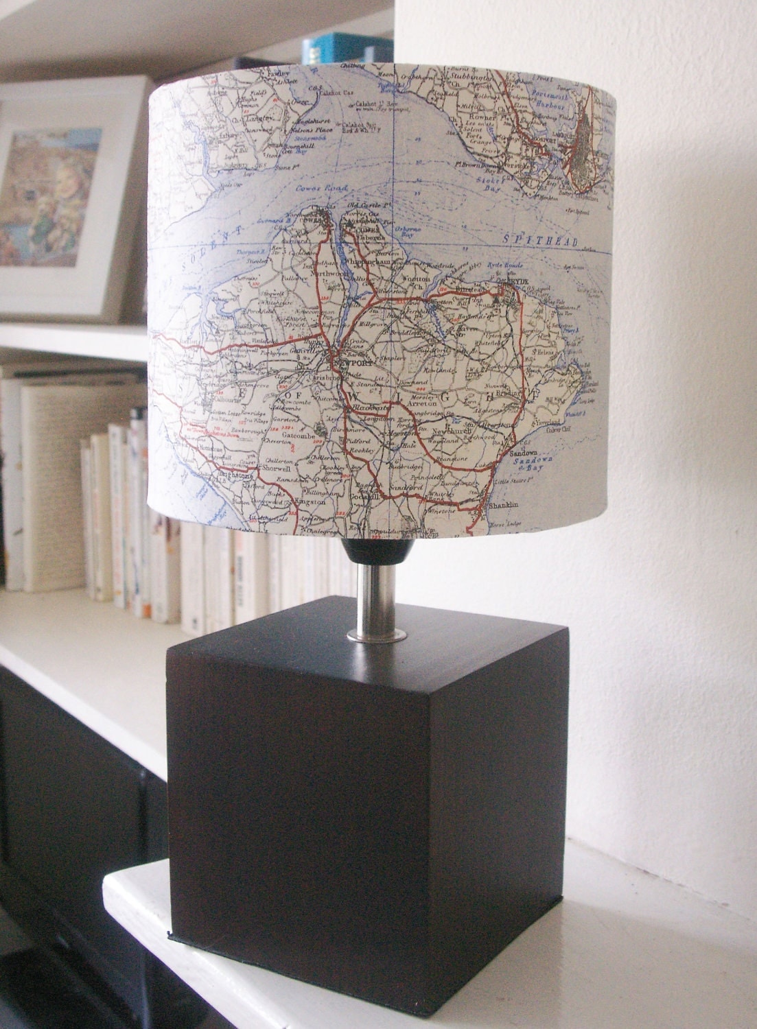 Vintage Johnston's 1930's Map Lamp featuring The Isle of Wight and The Solent - 5ftinf Vintage Johnston's 1930's Map Lamp featuring The Isle of Wight and The Solent - 5ftinf