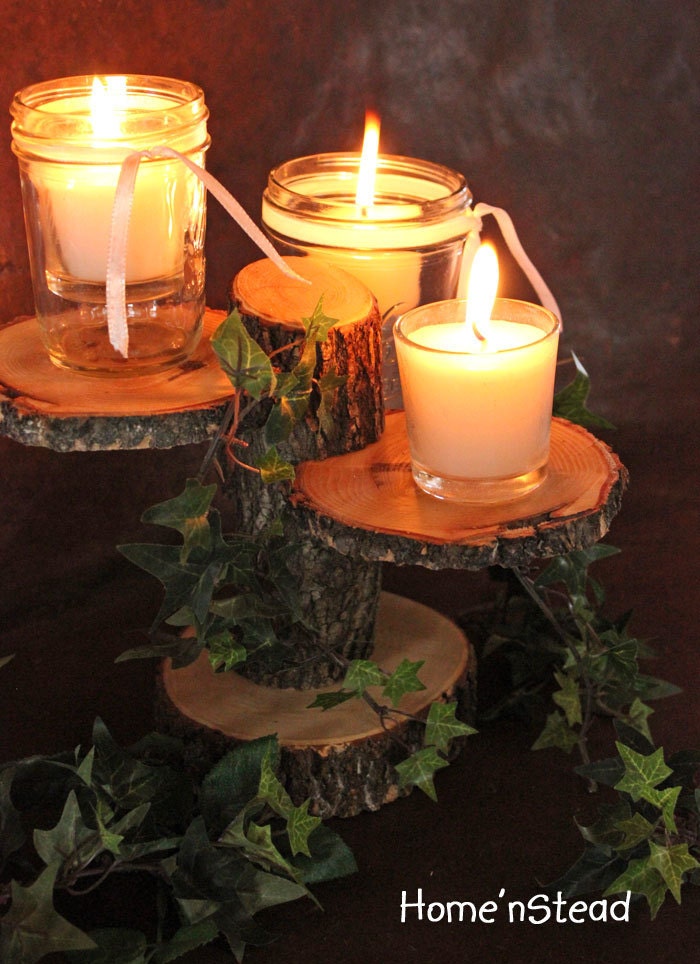 3 Tiered Rustic Wedding Decor Tree Mason Jar Candle Stand Table Center 