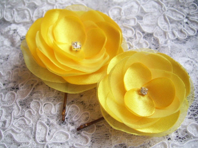 Yellow Hair Flowers Yellow Flower Bridal Updo Gift for Bridesmaids 