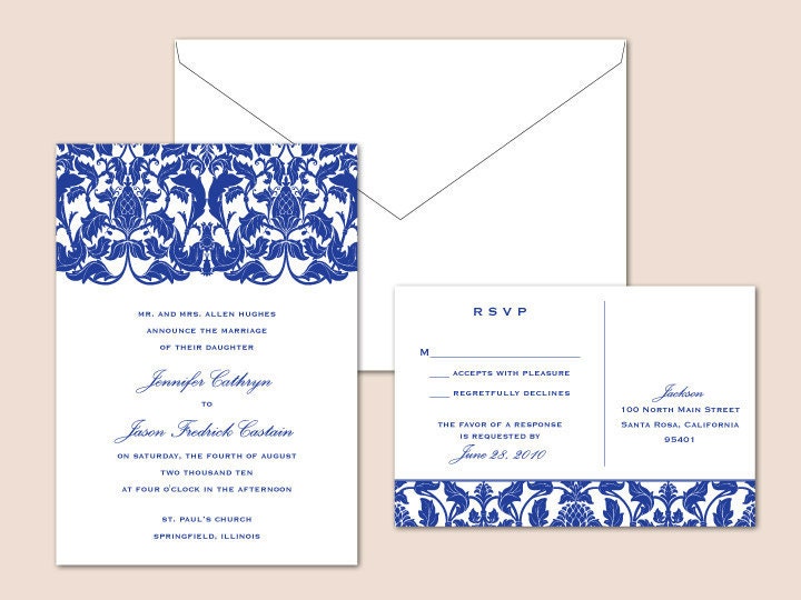 Victorian Digital Wedding Invitation Set 1 color