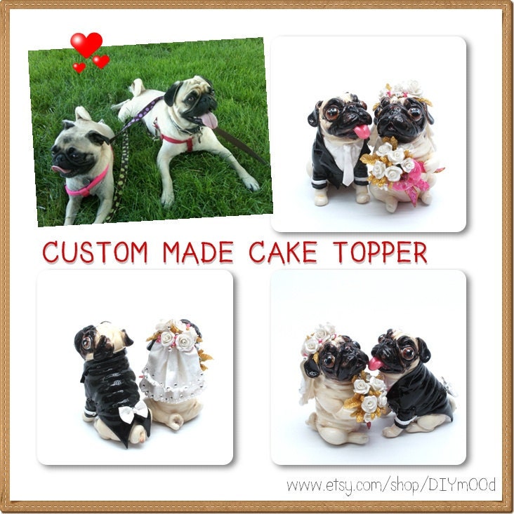 Custom Made Dog Wedding Cake Topper Clay Sculpted Painting likeness your dog