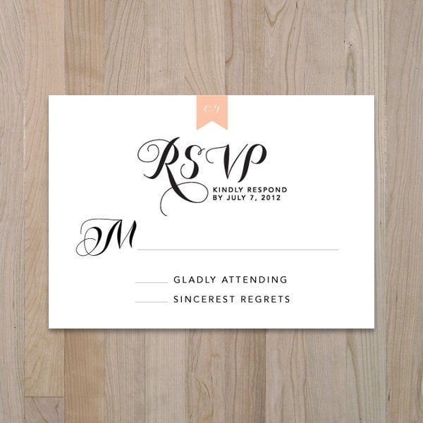 Sweet Calligraphy Wedding RSVP Postcard From youngwanderlust