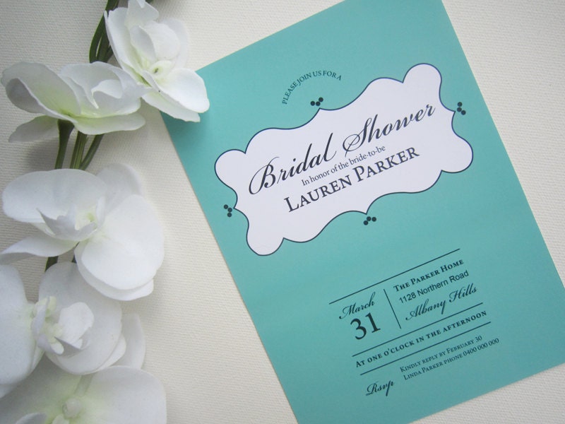 Tiffany Theme Printable Bridal Shower Invitation From rosiedaydesign