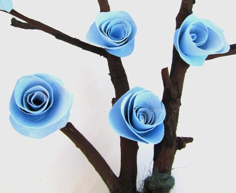 Floral Centerpiece Blue Roses Handmade Wedding Centerpiece Blue 