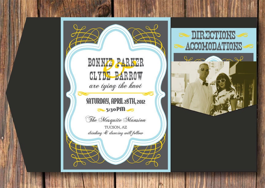 Custom Vintage Wedding Invitation Speakeasy Suite From PepitaPress
