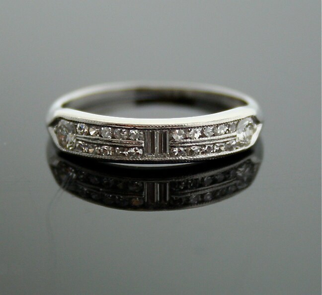Platinum Wedding Band Vintage Diamond Band From SITFineJewelry