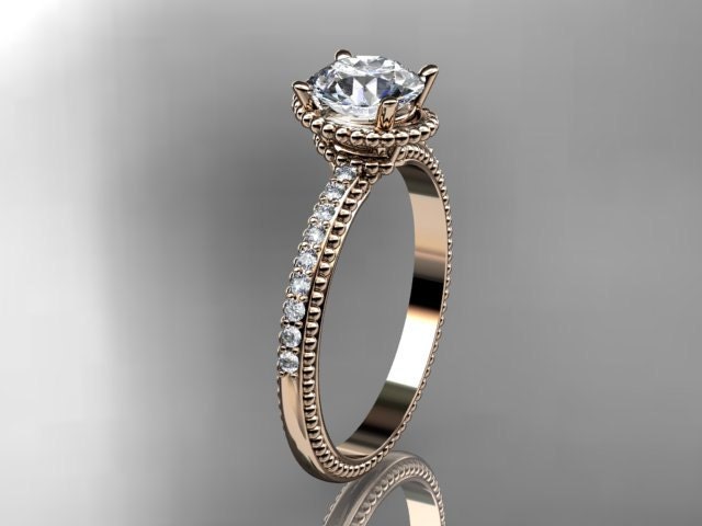 14kt rose gold diamond unique engagement ringwedding ring ADER86E