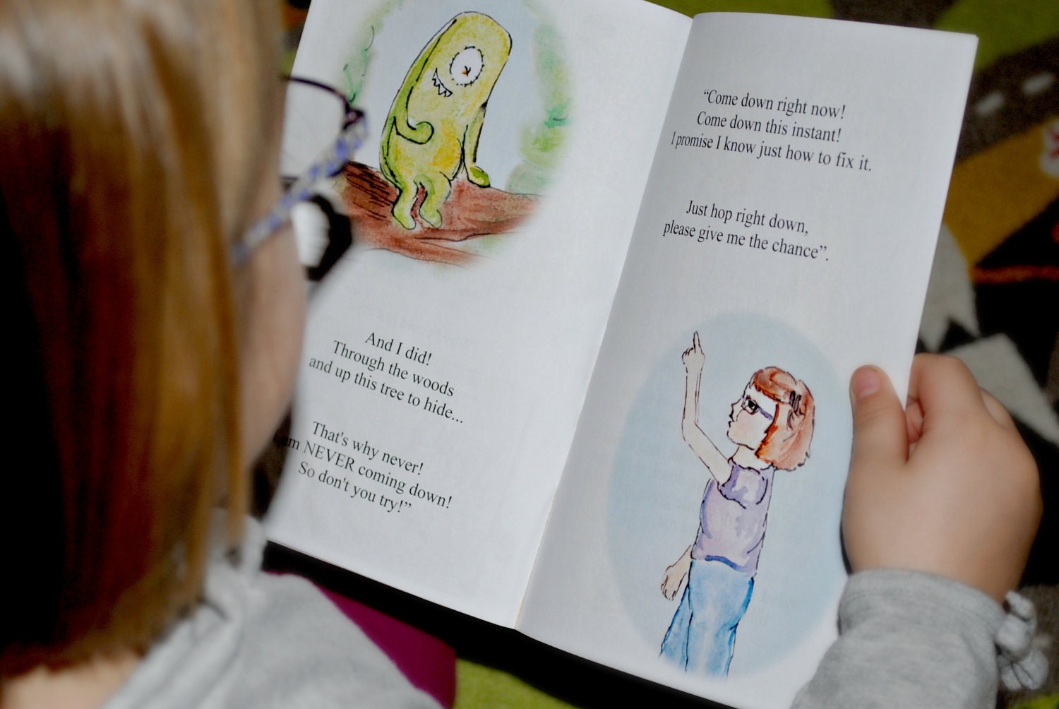 Little Green Guy Finds a Friend, Children's book, Anti-bullying, illustrations