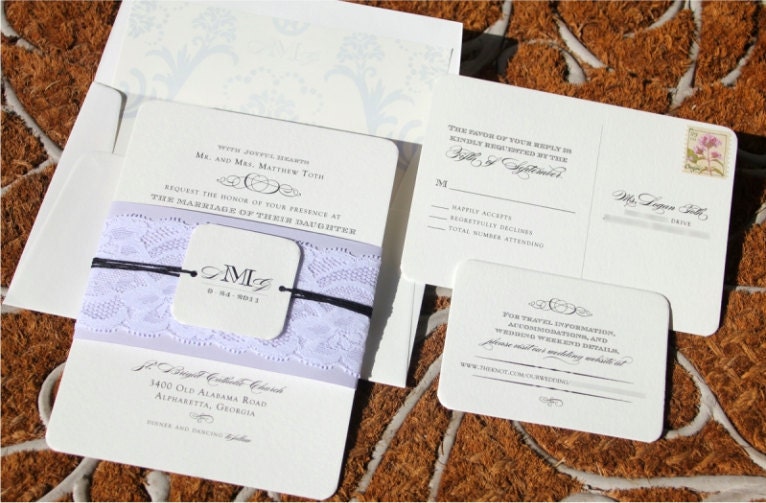 Lavender and Lace Vintage Wedding Invitation From sweetmagsdesign