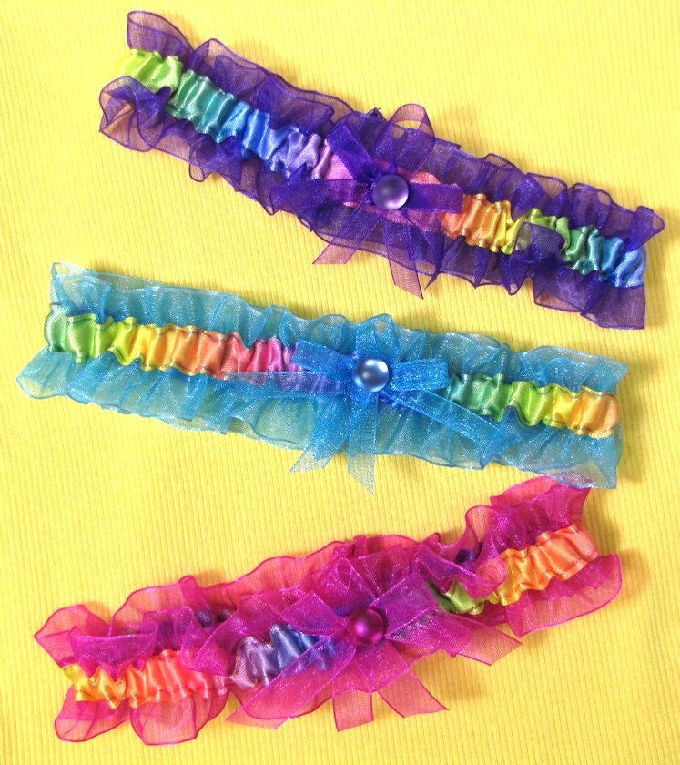  Prom Garter Colorful Prom Garter in Hot Pink Turquoise or Purple