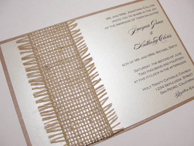 WENDY Rustic Burlap Wedding Invitation From LavenderPaperie1