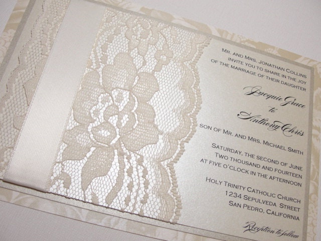 Lace Wrapped Wedding Reception Invitations Wedding Invites 