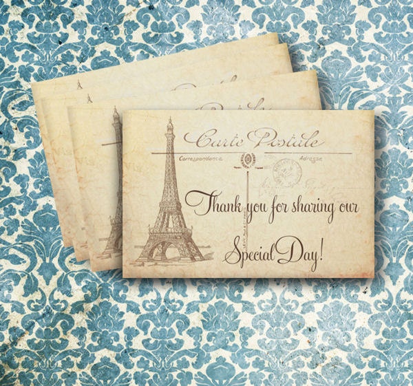 Having a vintage or French themed wedding These thank you cards are just 