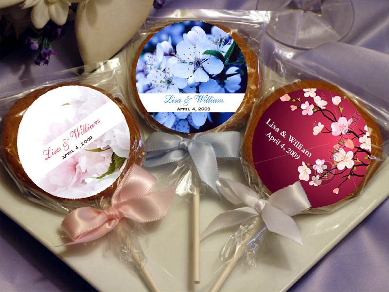 CHERRY BLOSSOM wedding cookie pop favors bridal shower baby shower birthday