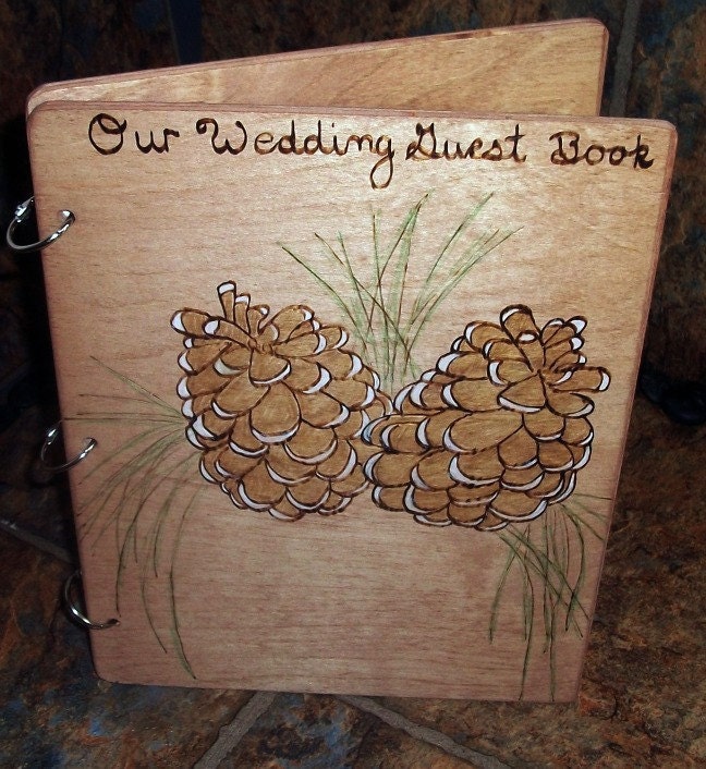 Wedding Guest Book Personalized Pine Cone Design From inspiredbymarie