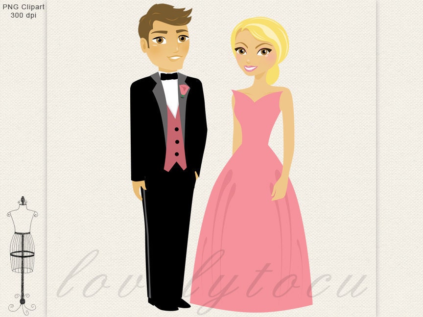 Bridal couple clipart best man and maid of honor digital PNG clipart Tim 