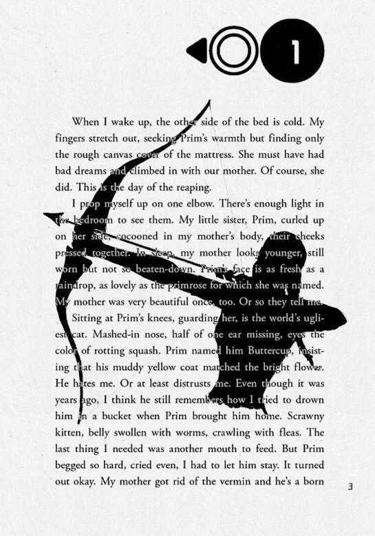 Katniss Everdeen and her Bow and Arrow on Hunger Games Book Page