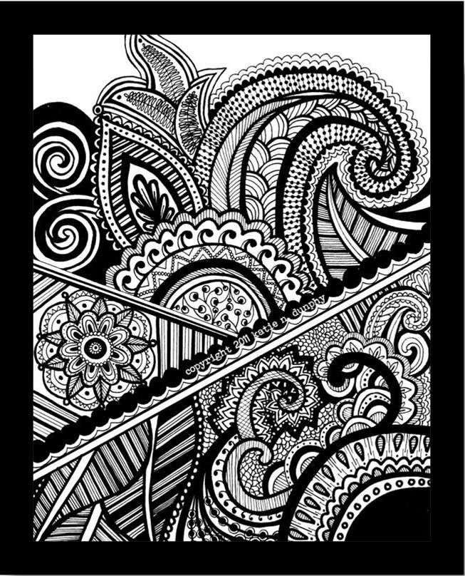Henna Mehndi Drawing 8x10 Print Original Design by Katie N Dunphy