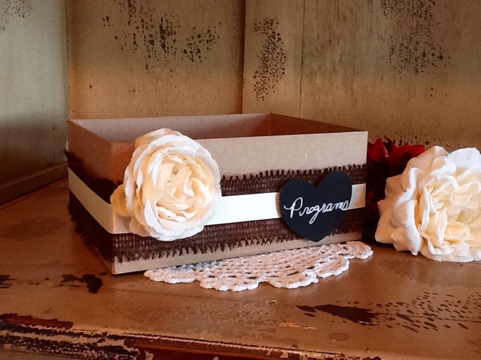 Shabby Chic Rustic Wedding Program Favors Bubbles etc Box