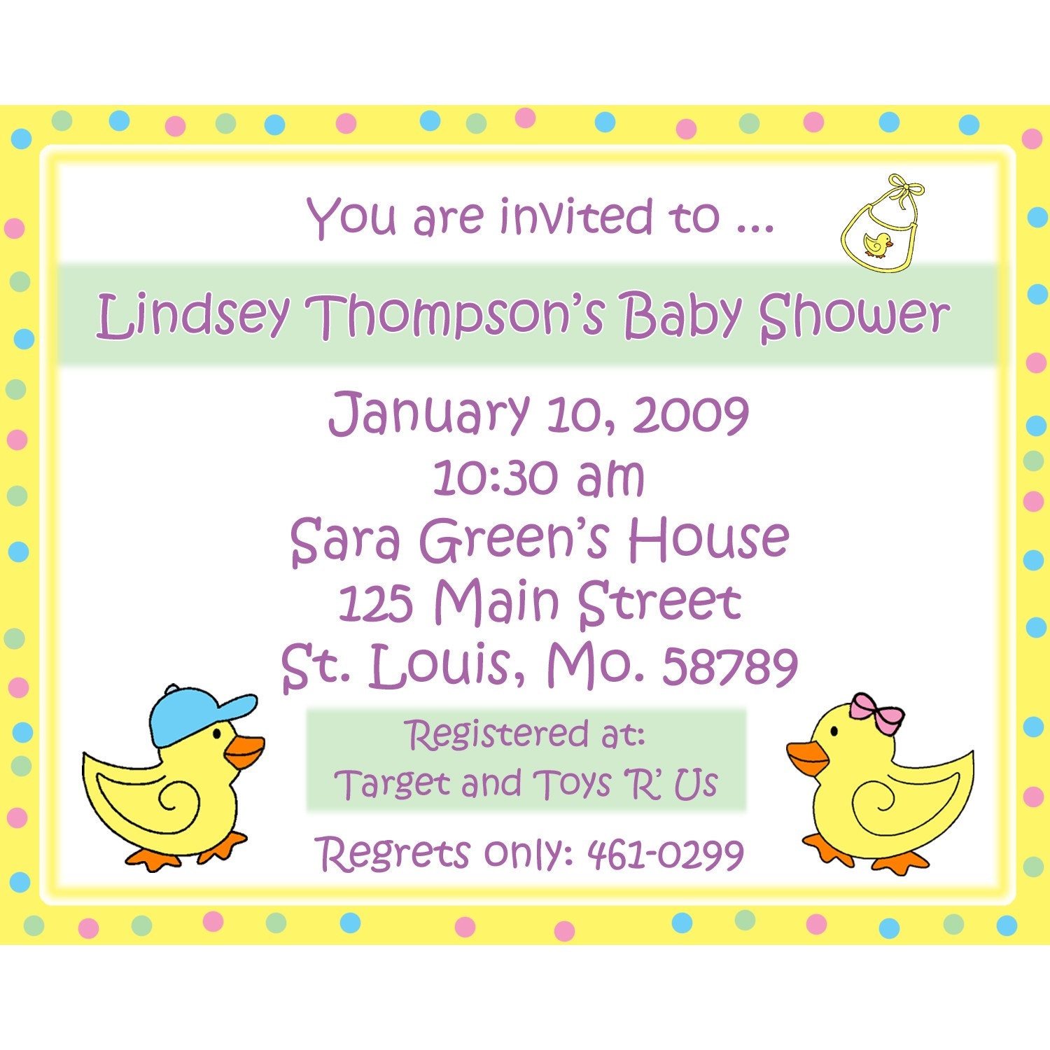 rubber duck baby shower  invitation
