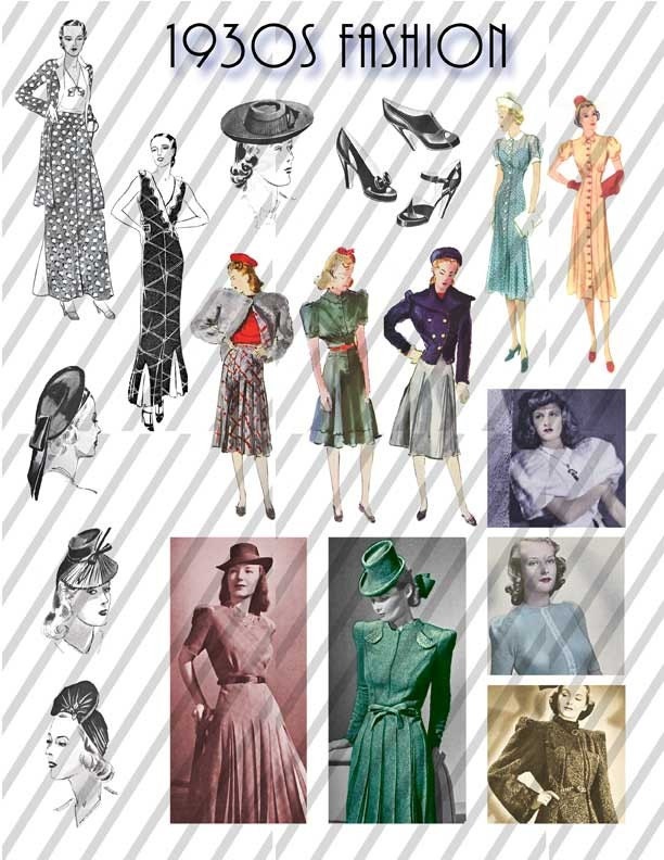 This sheet contains 171930s womens fashion images