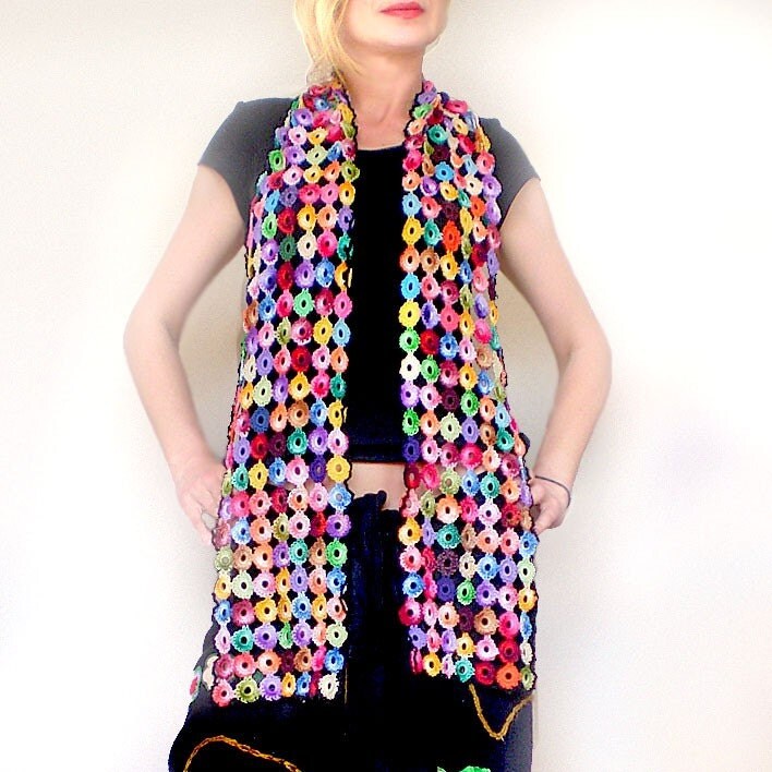 needle book: Crochet flower scarf - how to
