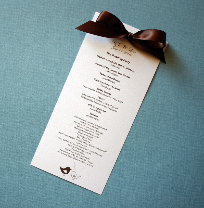 Love Bird Silhouette Wedding Program From VivaLaViolette