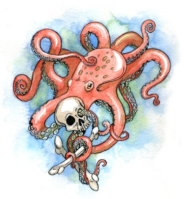 Deadly Octopus tattoo flash set From JBarnum