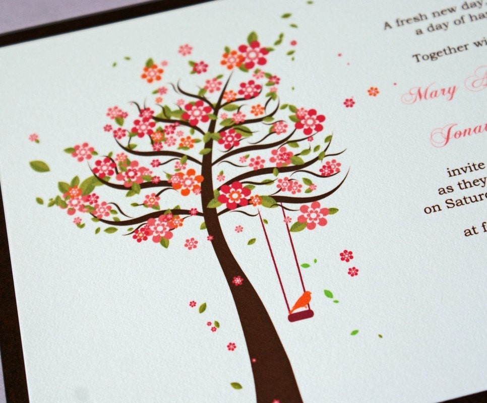 vector free wedding invitations bird and trees