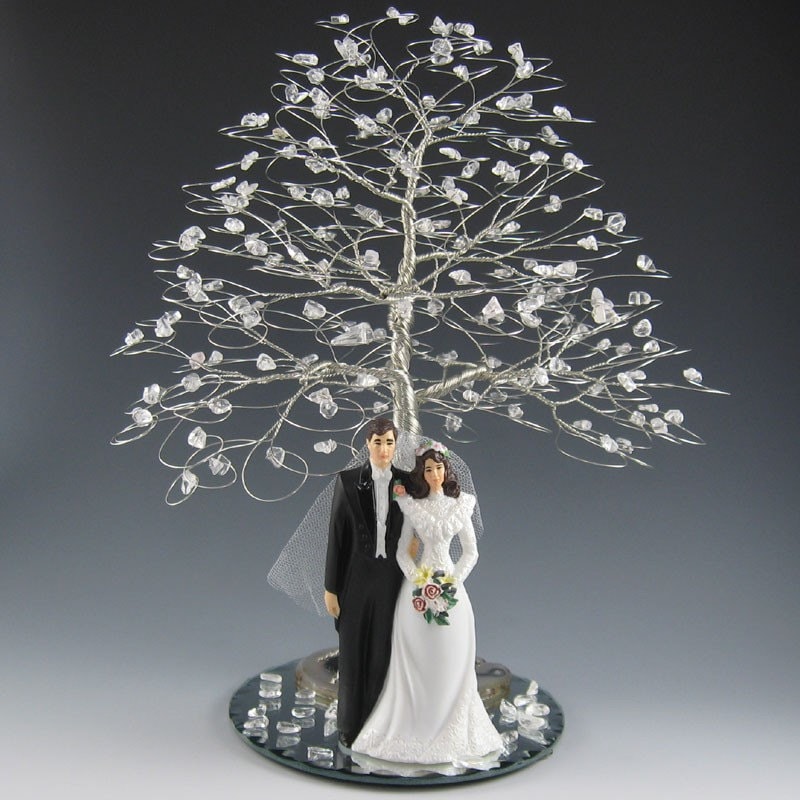 Winter Tree Wedding Cake Topper or Centerpiece with Figurine From byapryl