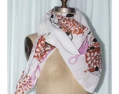 Light Weight White Woven Handprinted Fancy Scarf