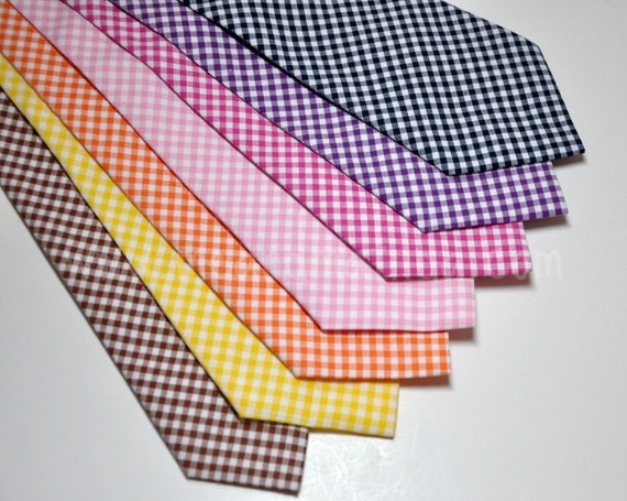 Necktie - Mens Tie - Gingham Neckties - Boys Neckties - Available in Lots of Colors