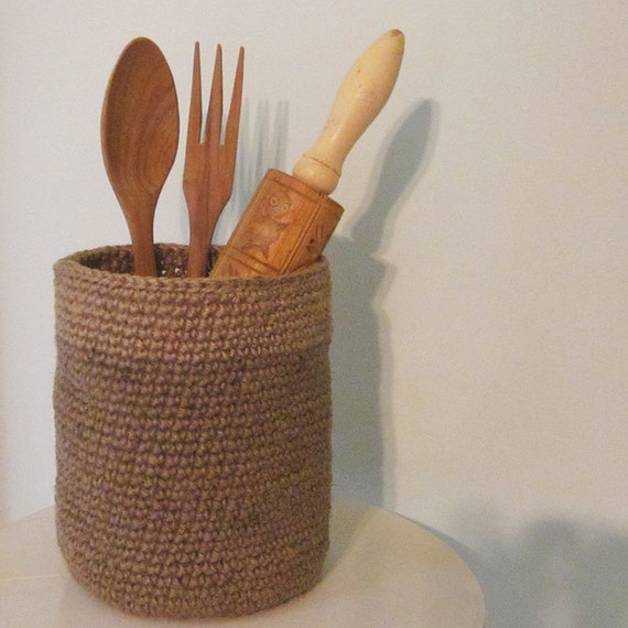 Tall Basket Container in Natural Jute