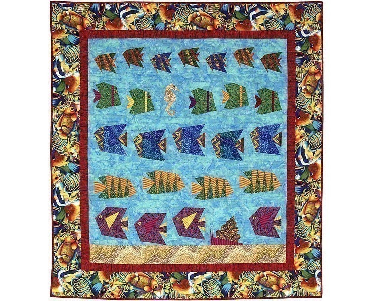 Tessellating Fish paper pieced quilt pattern PDF