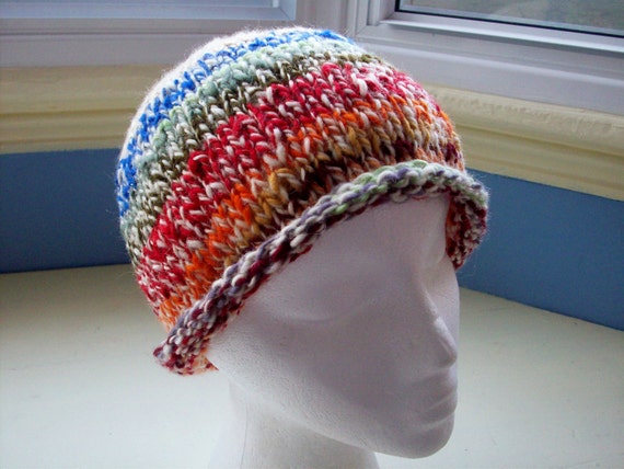 Beanie hat handspun unisex wool silk hand by SpinningStreak