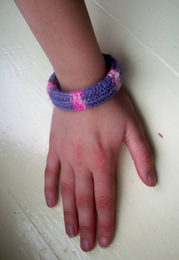 Purple pink bangle bracelet  hand dyed hand by SpinningStreak