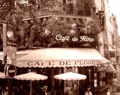 Paris Cafe romantic photo Mont Martre French coffee shop sepia 11x14 Giclee fine art print
