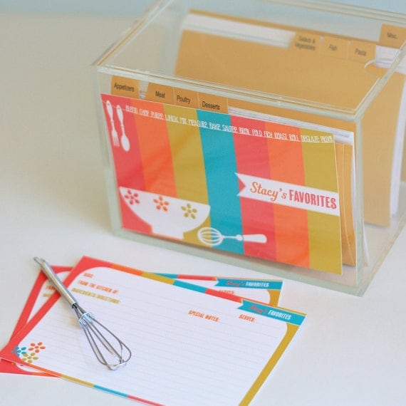 Personalized Recipe Box and Recipe Cards for cooks and bakers Personalized Recipe Box and Recipe Cardds
