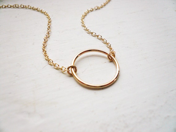 Small Gold Circle Necklace in Gold Filled - Sweet and Simple