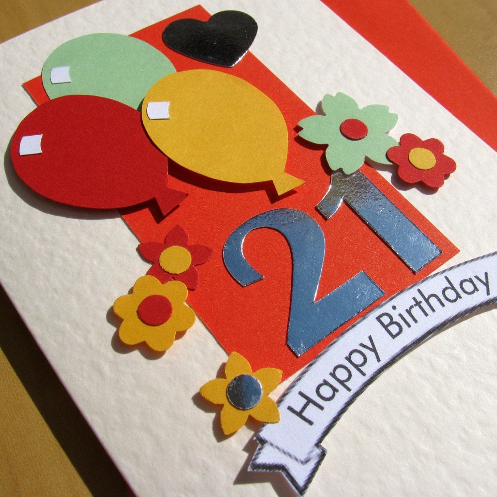 EtsyGreetings Handmade Cards: Happy 21st Birthday Card