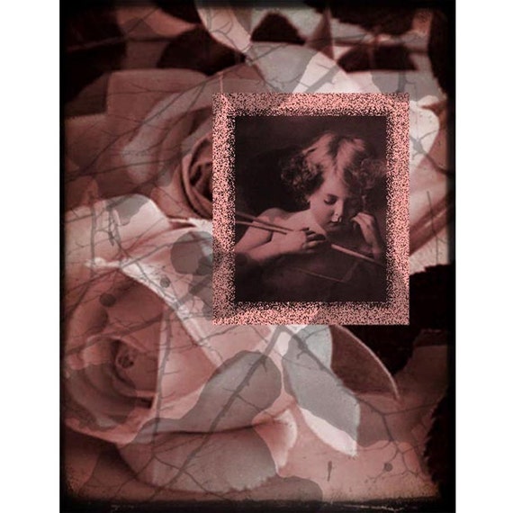 Cupids Arrow Collage Print and ACEO With Poem