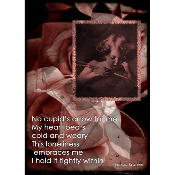 Cupids Arrow Collage Print and ACEO With Poem