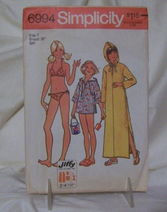 Vintage 70'S Caftan Beach Robe Burnoose Pattern by retromonkeys