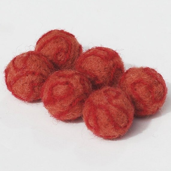 Needle Felted Wool Beads in Terra Cotta by TanithsOddsAndEnds